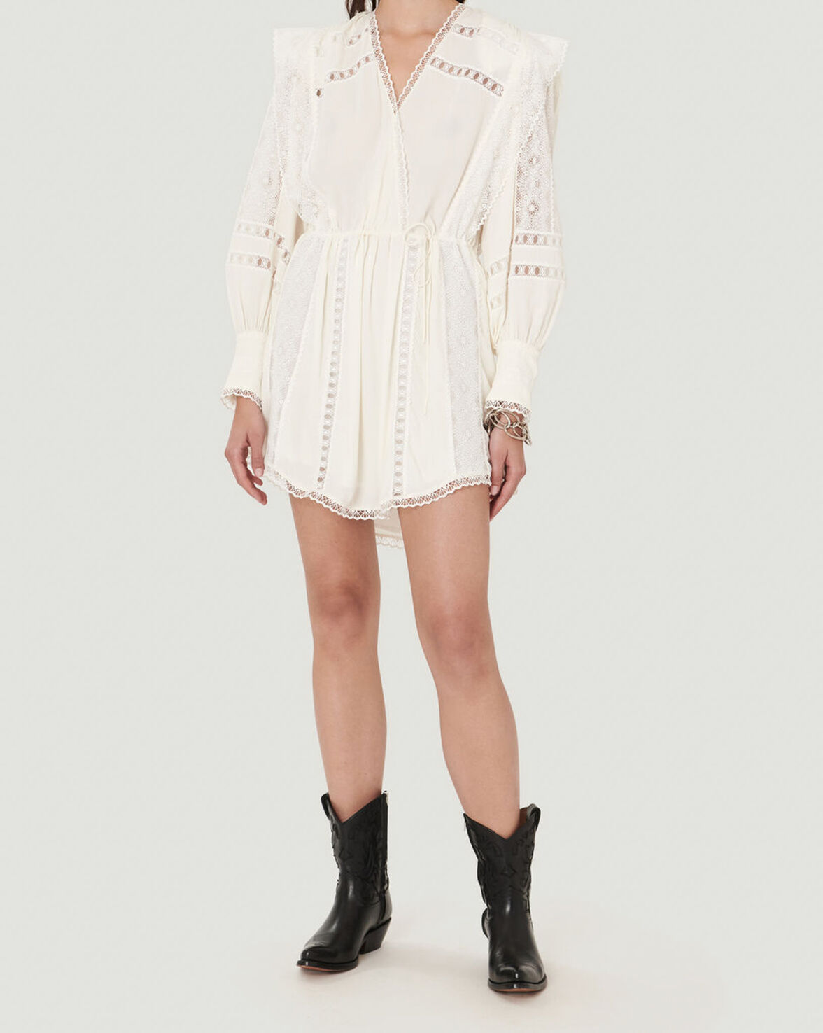 CASSIE LONG SLEEVE V NECK MINI DRESS image number null